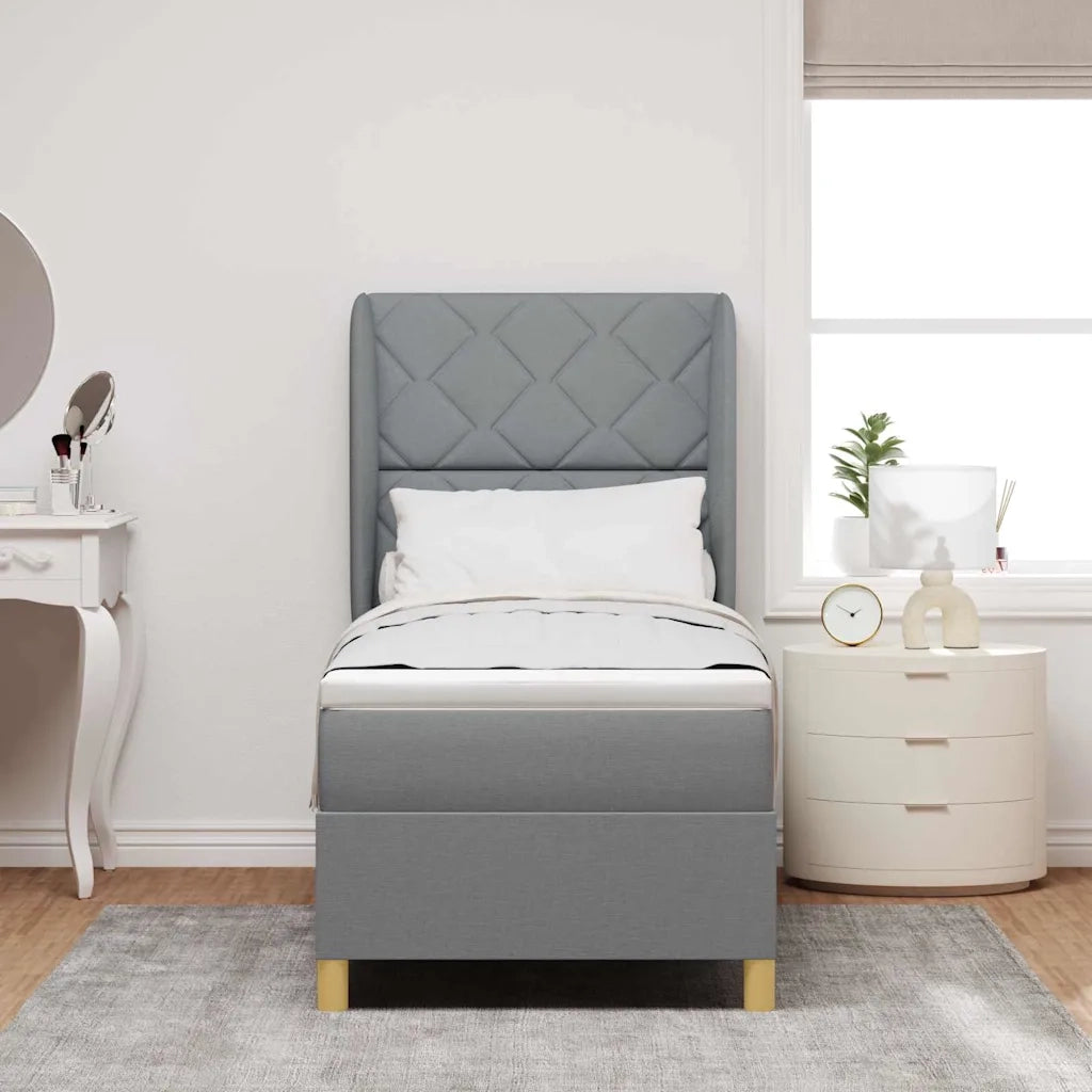 Letto a molle con materasso Grigio chiaro 200 x 80 cm Tessuto 3340781