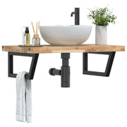 vidaXL Ripiano a Parete per Lavabo in Acciaio e Massello di Acacia