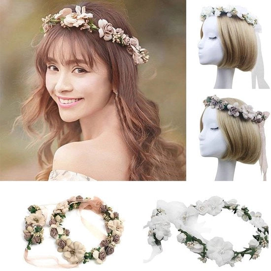 Accessorio capellino floreale boho - Ideale per la sposa e il matrimonio - Lila - Accessorio capellino - Adatto per spiaggia e viaggi