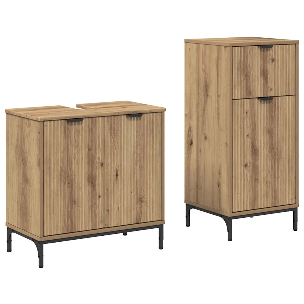 Set di mobili per il bagno con porta 2 pcs Rovere artigianale