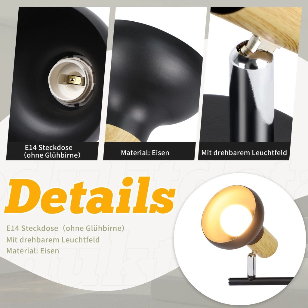 ZMH Faretto da soffitto regolabile vintage nero E14 a 1 fiamma