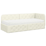 Letto singolo | Letto per adulti | Cornice del letto ad angolo Crema 80 x 200 cm Velluto