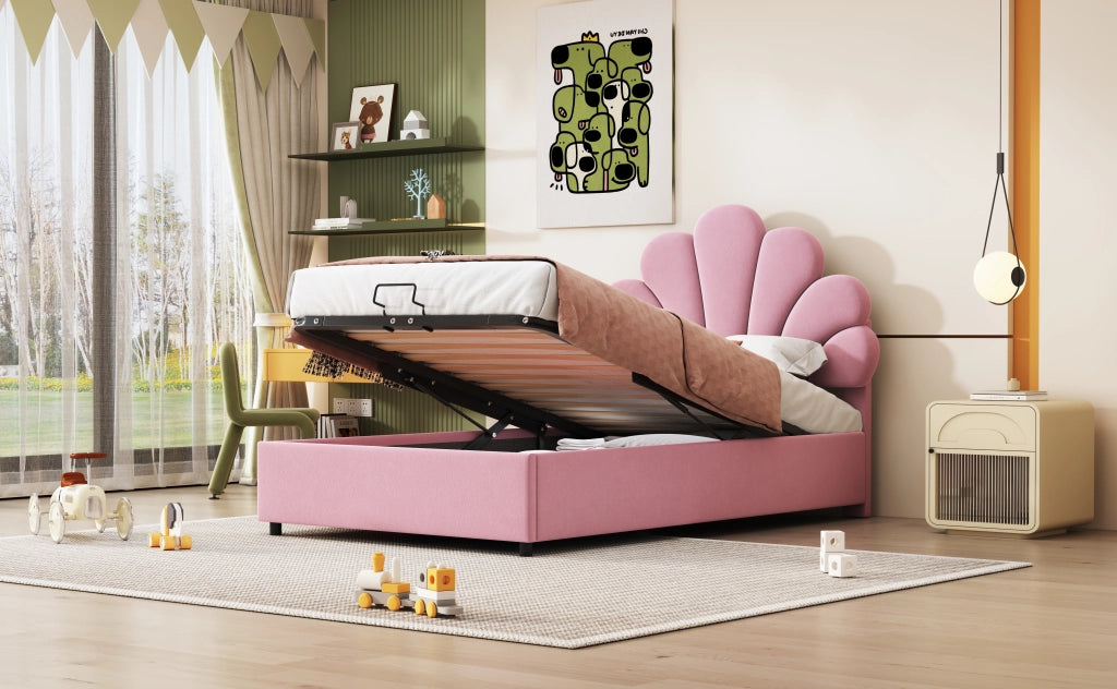 letto imbottito velluto rosa 90 x 200 cm