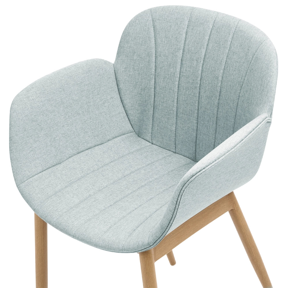Set di 2 sedie da pranzo con imbottitura in tessuto verde menta Seduta da pranzo dal design moderno e contemporaneo