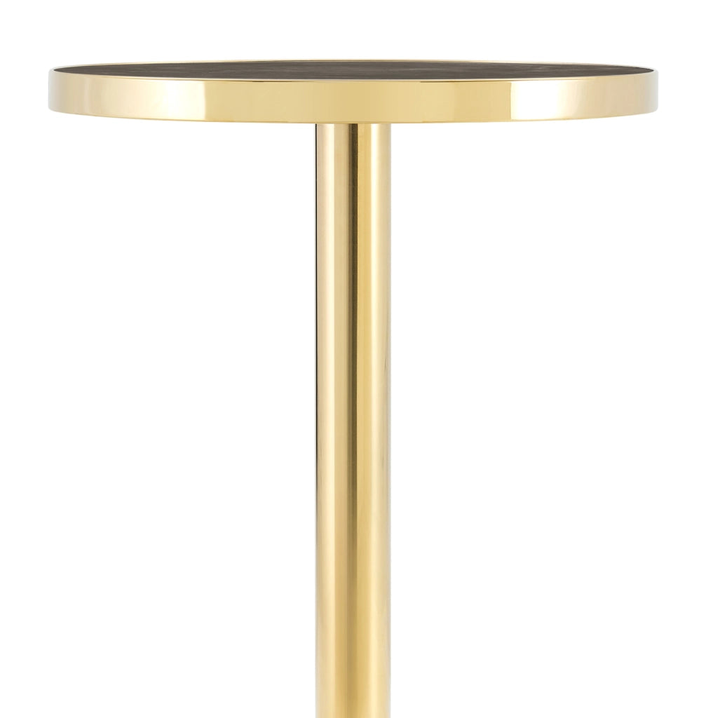 Tavolino rotondo in MDF effetto marmo grigio e oro