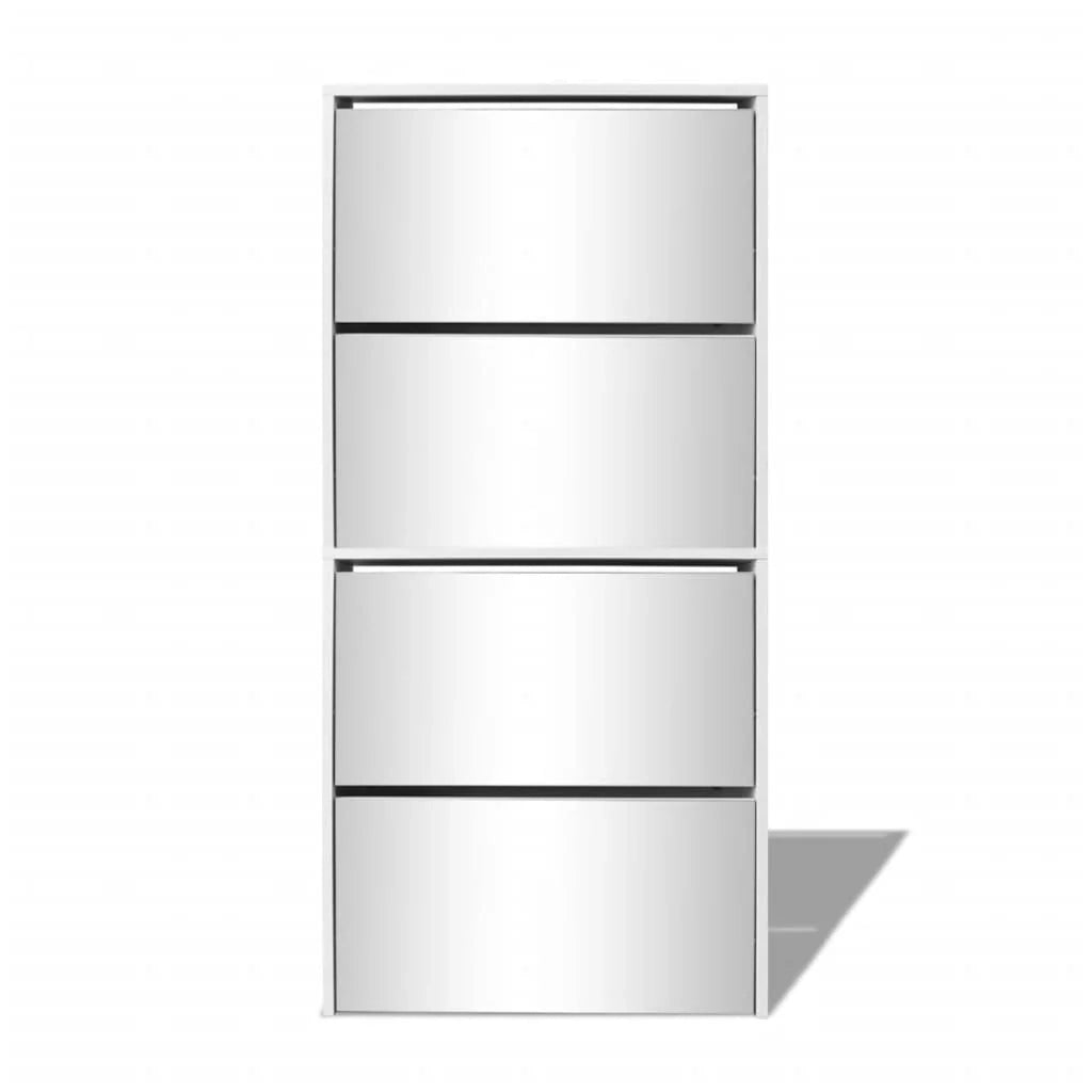 Scarpiera con 4 ripiani e specchio 63 x 17 x 134 cm bianco 02_0043395