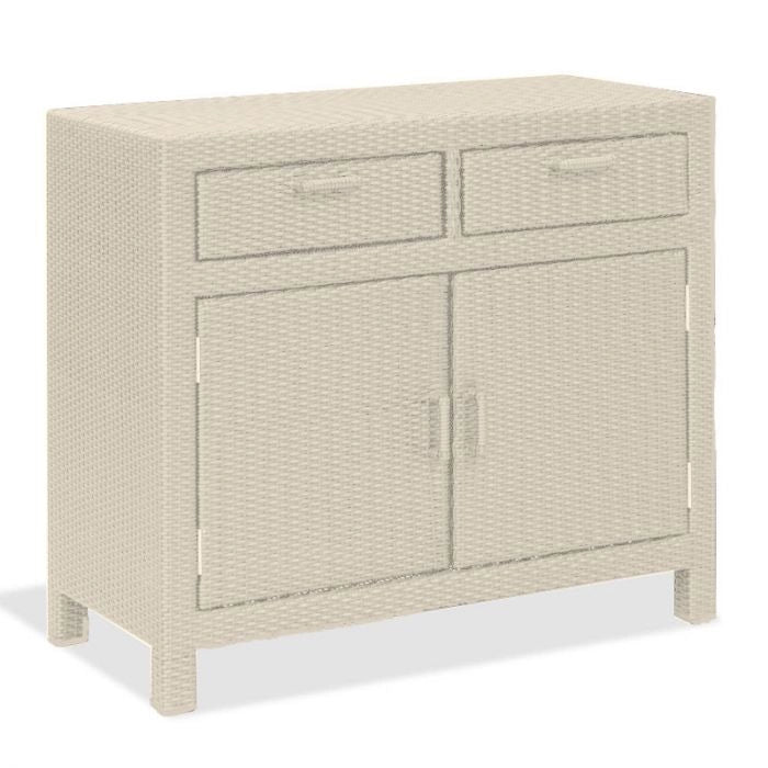 Armadio da esterno in wicker 100x50xH80 cm, con 2 ante e 2 cassetti - Armadio Da Esterno In Wicker 100x50xh80 Cm, Con 2 Ante E 2 Cassetti Colore White (bianco Decapato) Colore: Java, Materiale: wicker