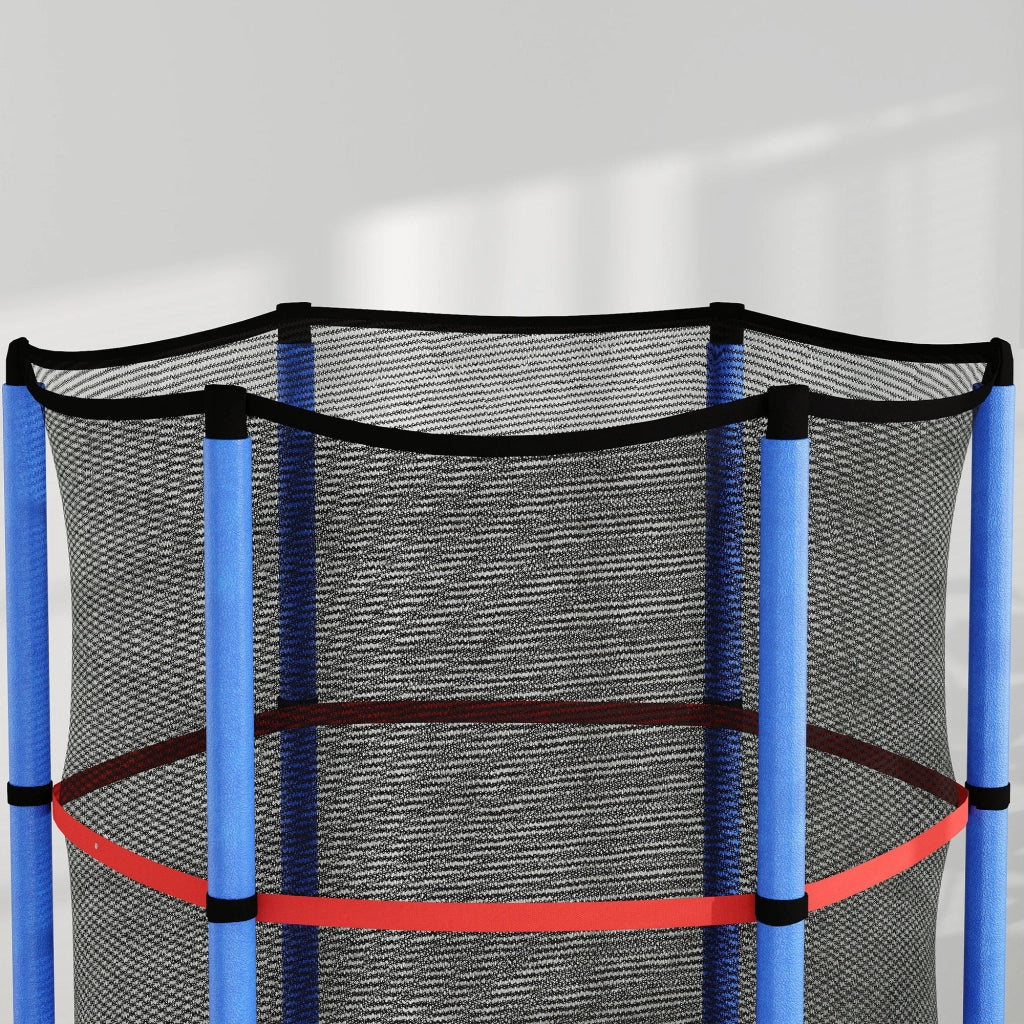 Tappeto Elastico per Bambini 3-6 Anni Ø140x190 cm con Rete di Protezione Blu e Nero