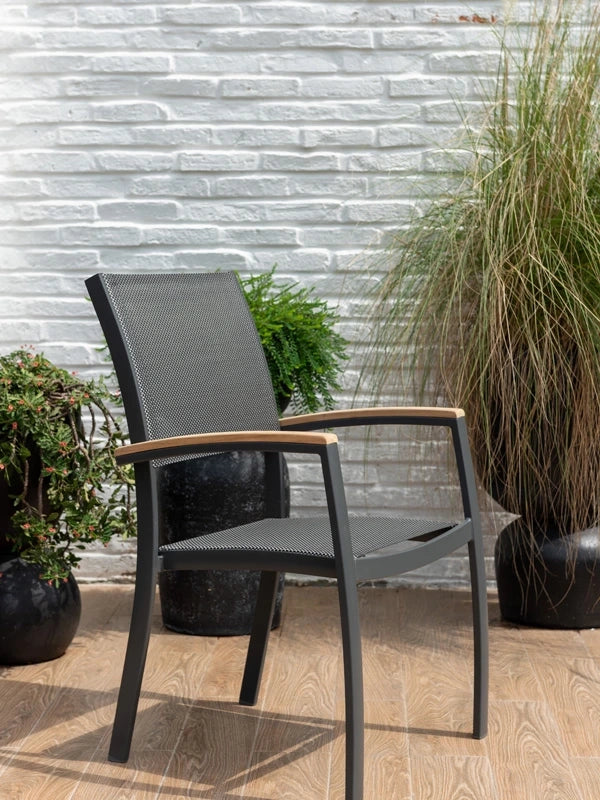 Essence - sedia da giardino - ALU con braccioli in teak