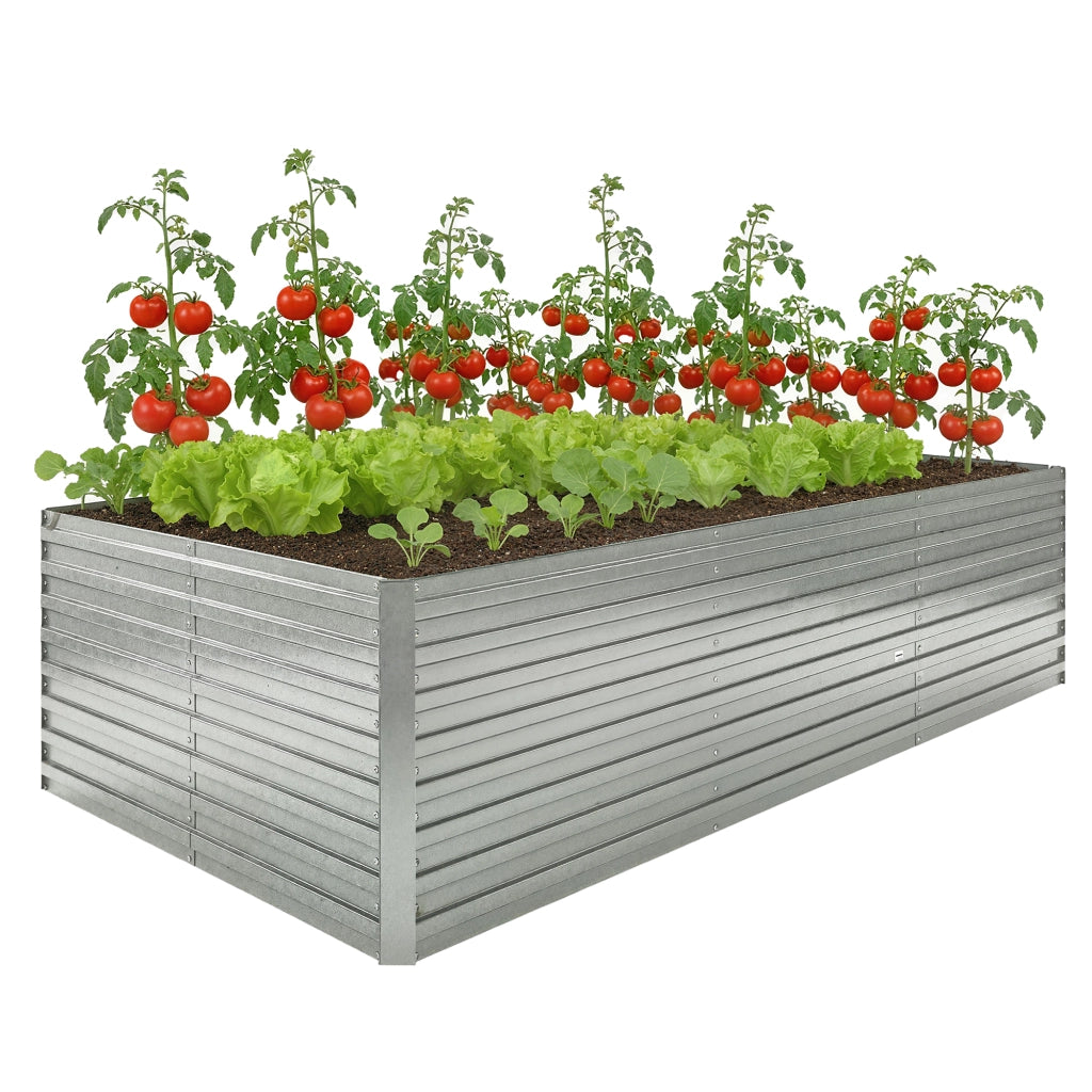 Vaschetta da giardino esterna rialzata ¨C Zephmum ¨C Grigio argento acciaio 240x120x60cm