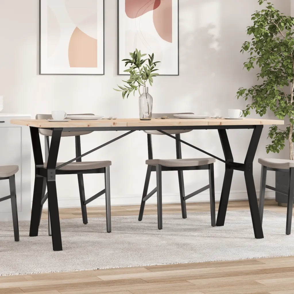 Tavolo da Pranzo Telaio a Y 160x80x75,5 cm Legno Pino e Acciaio 3282787