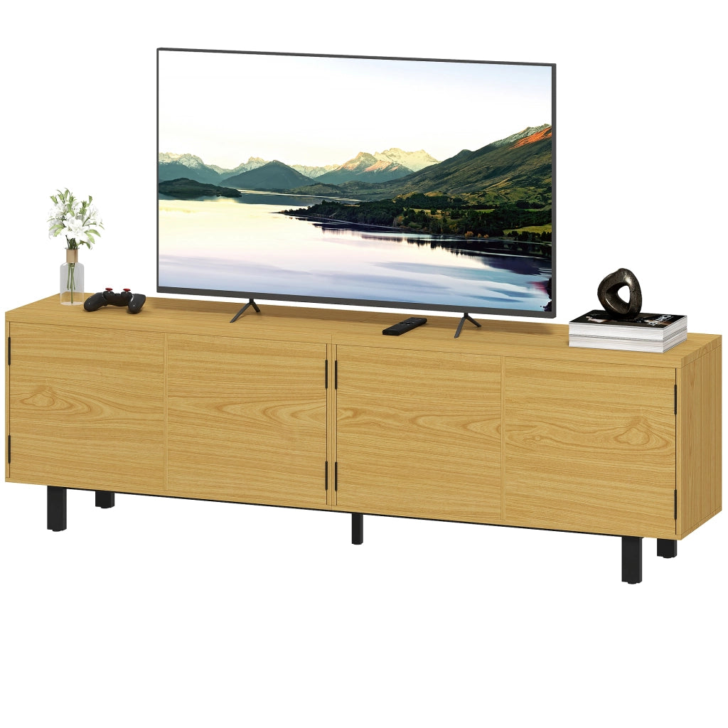 Mobile TV 180 cm con 4 ante a pressione ¨C zephmum ¨C legno naturale 180x35x55,5 cm