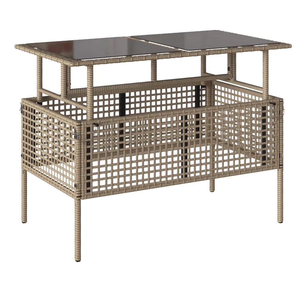 Set Divano da Giardino 4 pz | Set Salotto da Giardino con Cuscini Beige Polyrattan Vetro