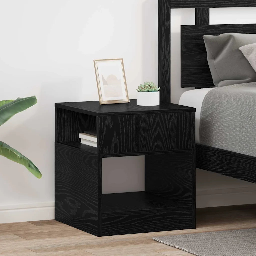 Tavolino 2 pz | Tavolo laterale Rovere Nero 40,5 x 40 x 45 cm Legno multistrato