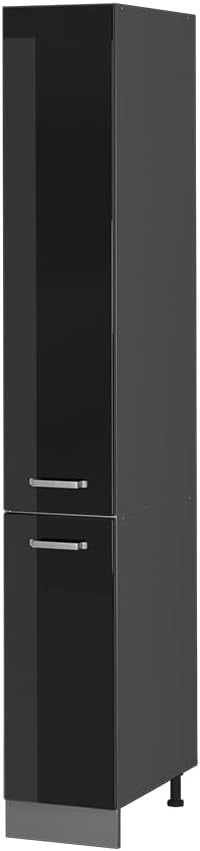 Armadio da farmacia R-Line, Nero lucido, 30 cm, per la libera combinazione all'interno di sistemi cucina modulari