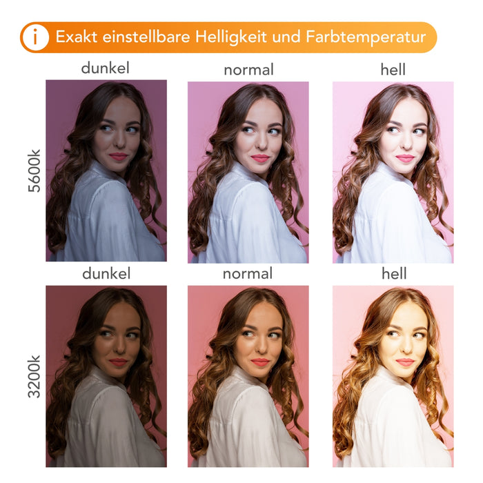 2x LED Niova 100-F Pro 100 W bicolore con treppiede per lampada, luce video dimmerabile, luce da studio con luce morbida, luce fotografica con telecomando