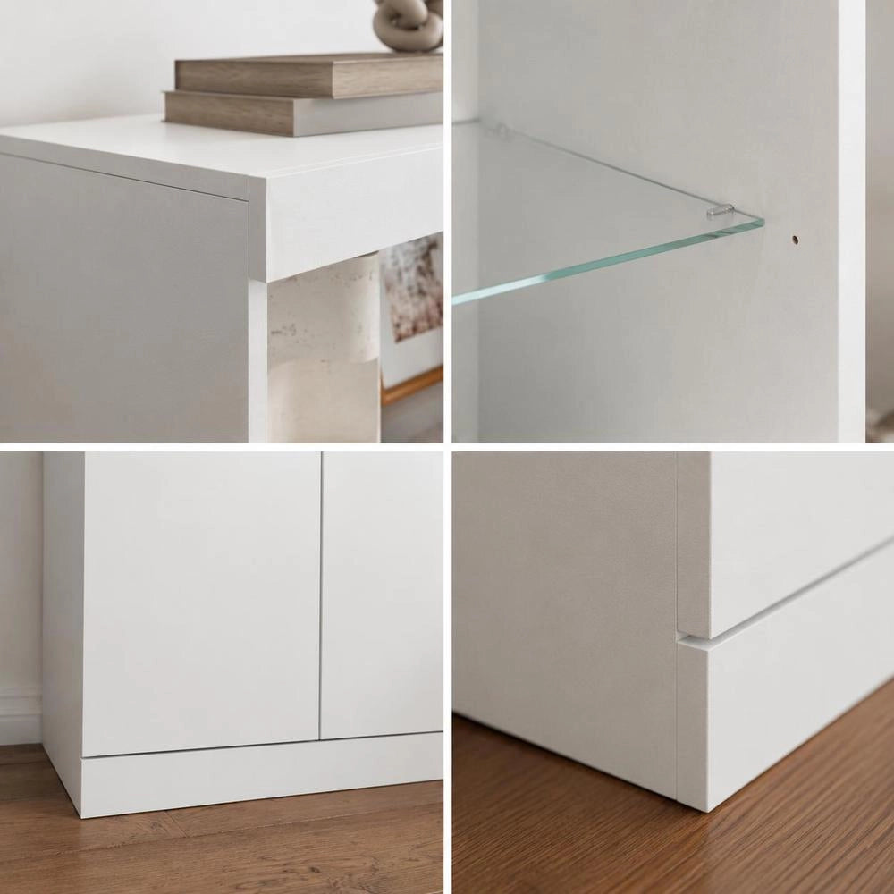 Sideboard With LED Lights, White, 60.5x37x100 Cm