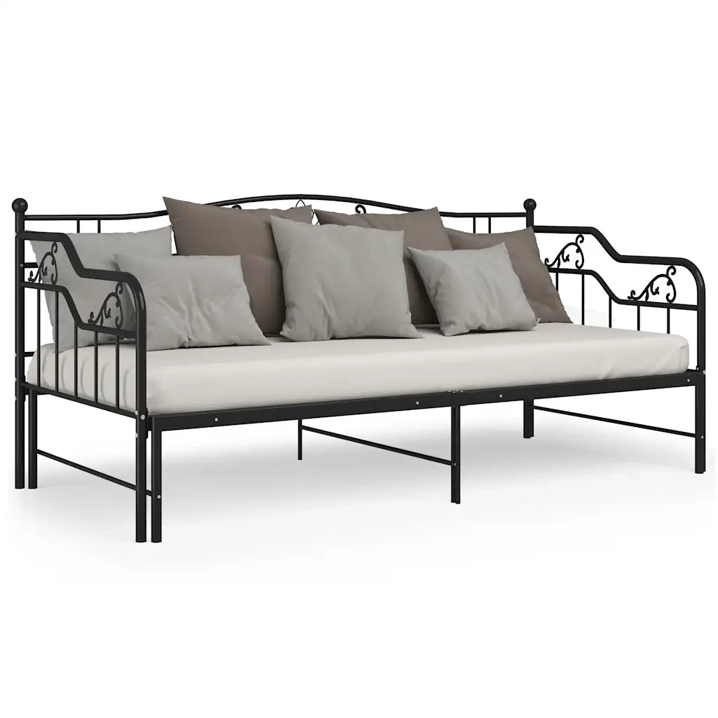 Telaio Divano Letto Estraibile Nero in Metallo 90x200 cm 324764