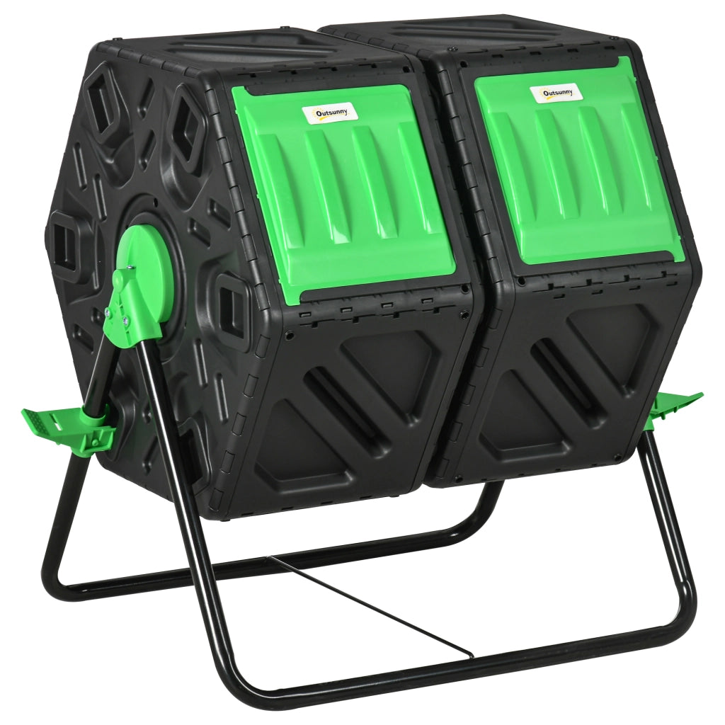 Compostiera Giardino Rotante 360¡ã ¨C zephmum ¨C Nero 130L 67x60x77 cm