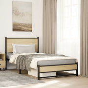 vidaXL Giroletto senza Materaso in Metallo Rovere Sonoma 100x190 cm