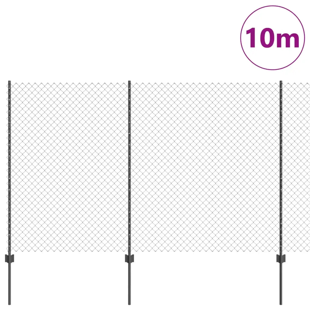 Recinzione a maglie con palo 10 x 1,5 m Grigio Rete 3336263