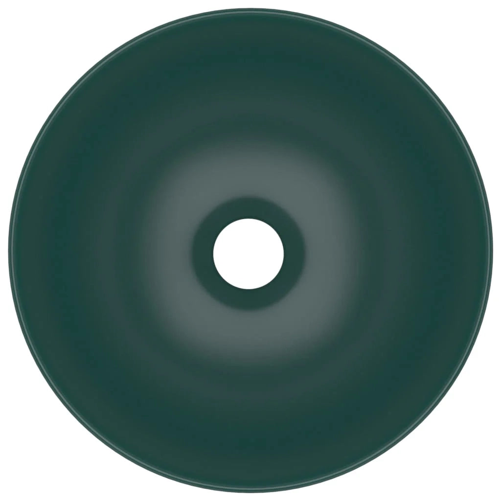 Lavandino rotondo per bagno lavabo da appoggio lavabo per WC lavello da cucina stanza per cosmetici arredamento per la casa 28 cm ceramica verde scuro 02_0002723