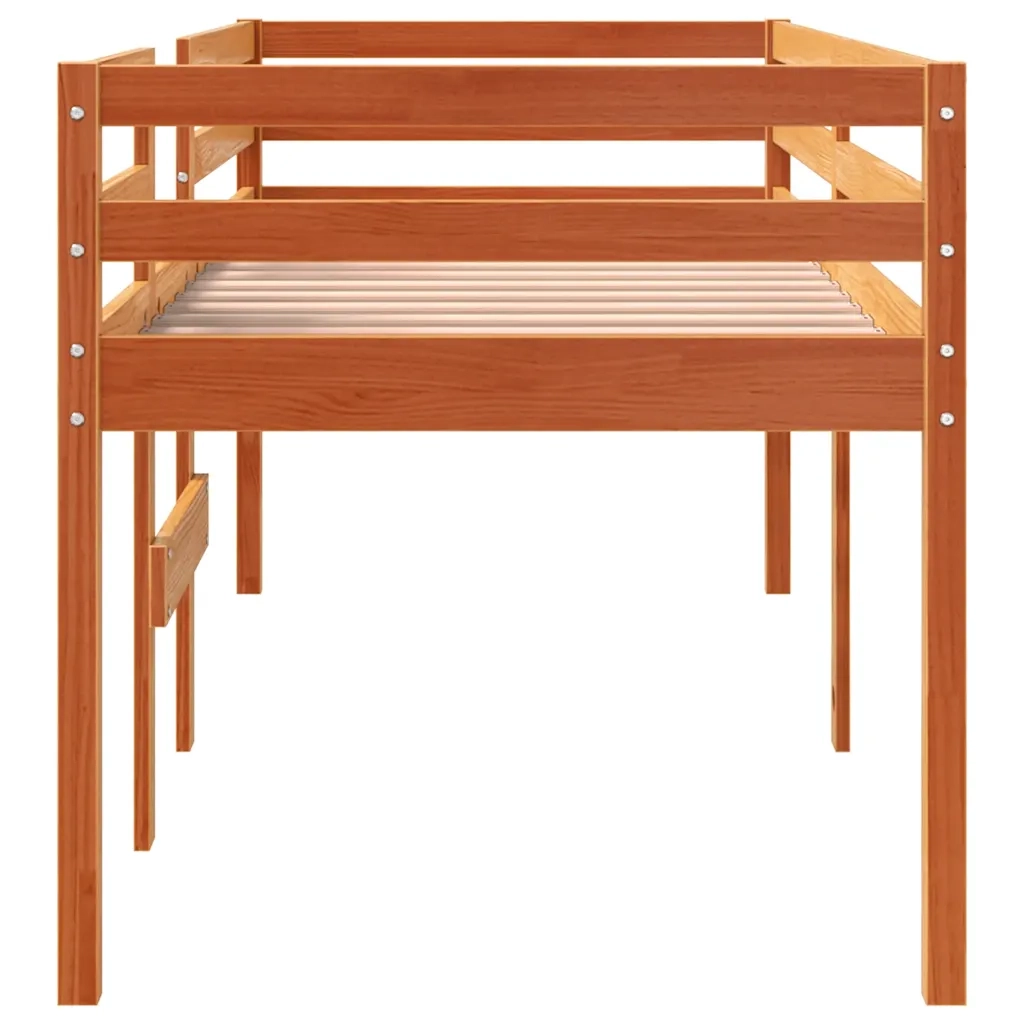 Letto a Soppalco Marrone Cera 90x200 cm Legno Massello di Pino 844481