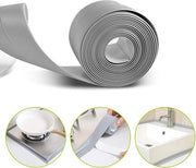 Tappetino a doppia adesione in PVC impermeabile - 32 m di lunghezza - per bagno e cucina - resistente alla muffa - colore grigio.