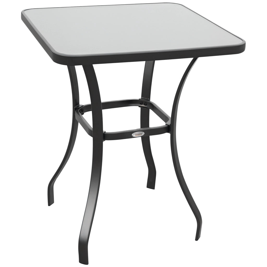 Tavolo da giardino ¨C zephmum ¨C Grigio, Metallo, Vetro temperato, 68x68x84 cm