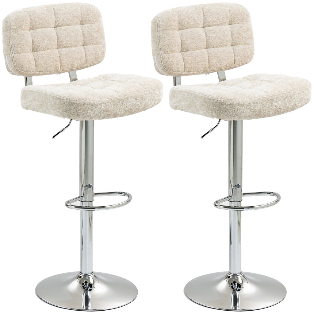 Sgabelli da bar con schienale, regolabili e poggiapiedi ¨C zephmum ¨C Struttura metallo, beige