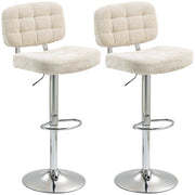 Sgabelli da bar con schienale, regolabili e poggiapiedi ¨C zephmum ¨C Struttura metallo, beige
