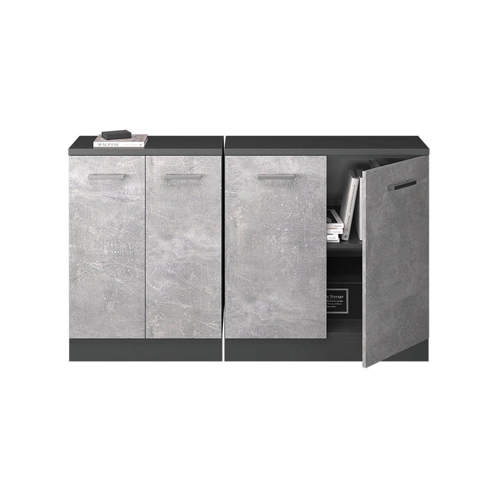 Set di mobili sottotetto Rion Calcestruzzo/Antracite 140 cm Set di 2 carcasse armadio profondità 60 cm Vicco