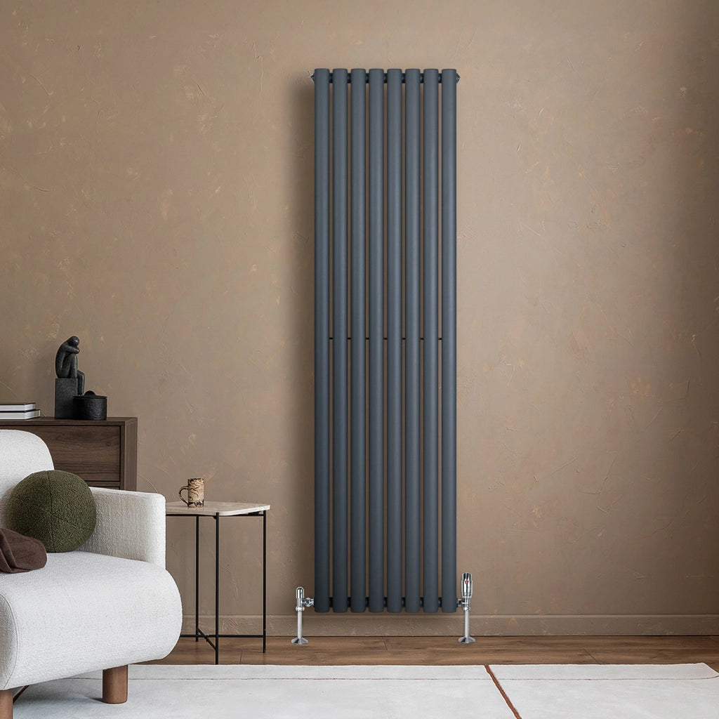 Radiatore Verticale Design Ovale Colonna Singola Antracite 1800x480 mm