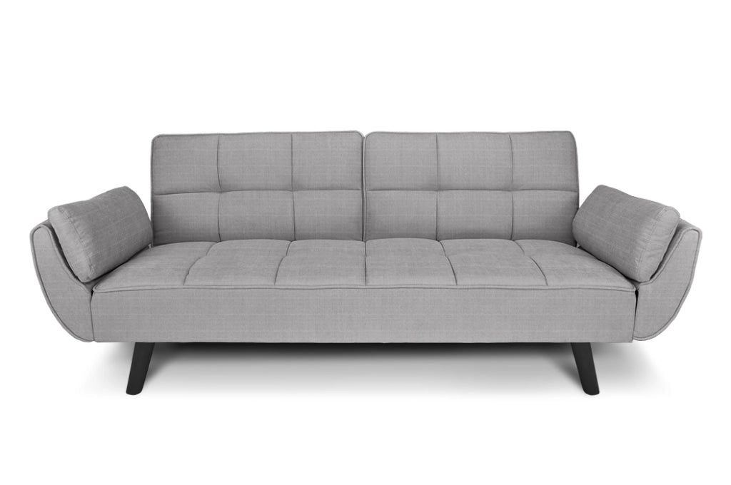 Divano letto clic clac in tessuto grigio chiaro piede nero - divano 3 posti - Ambra - DL-AM01FBC-PLN
