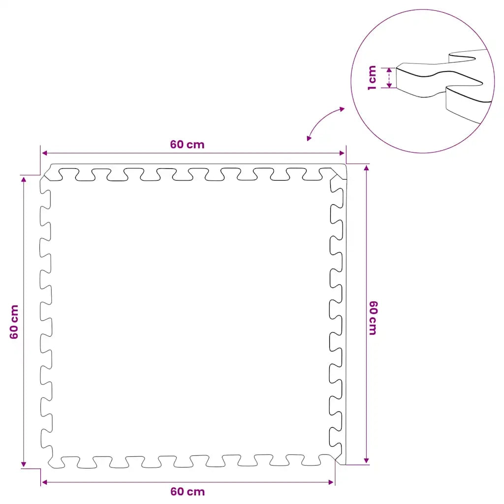 Tappetino a Incastro 12 pz Venature Legno 4,32 ㎡ Schiuma EVA 92459