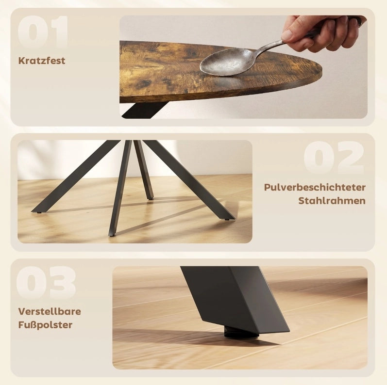 Tavolo da pranzo rotondo Ø120 cm industriale marrone rustico