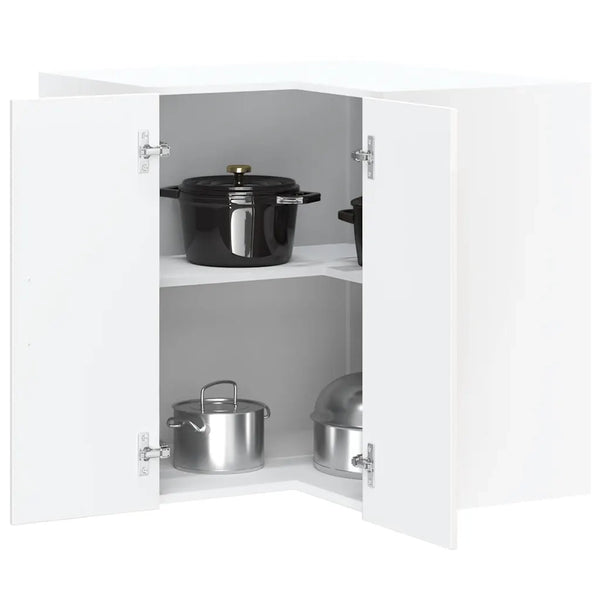 Pensile da Cucina ad Angolo-Mobile Cucina da Parete Kalmar Bianco Lucido in Truciolato