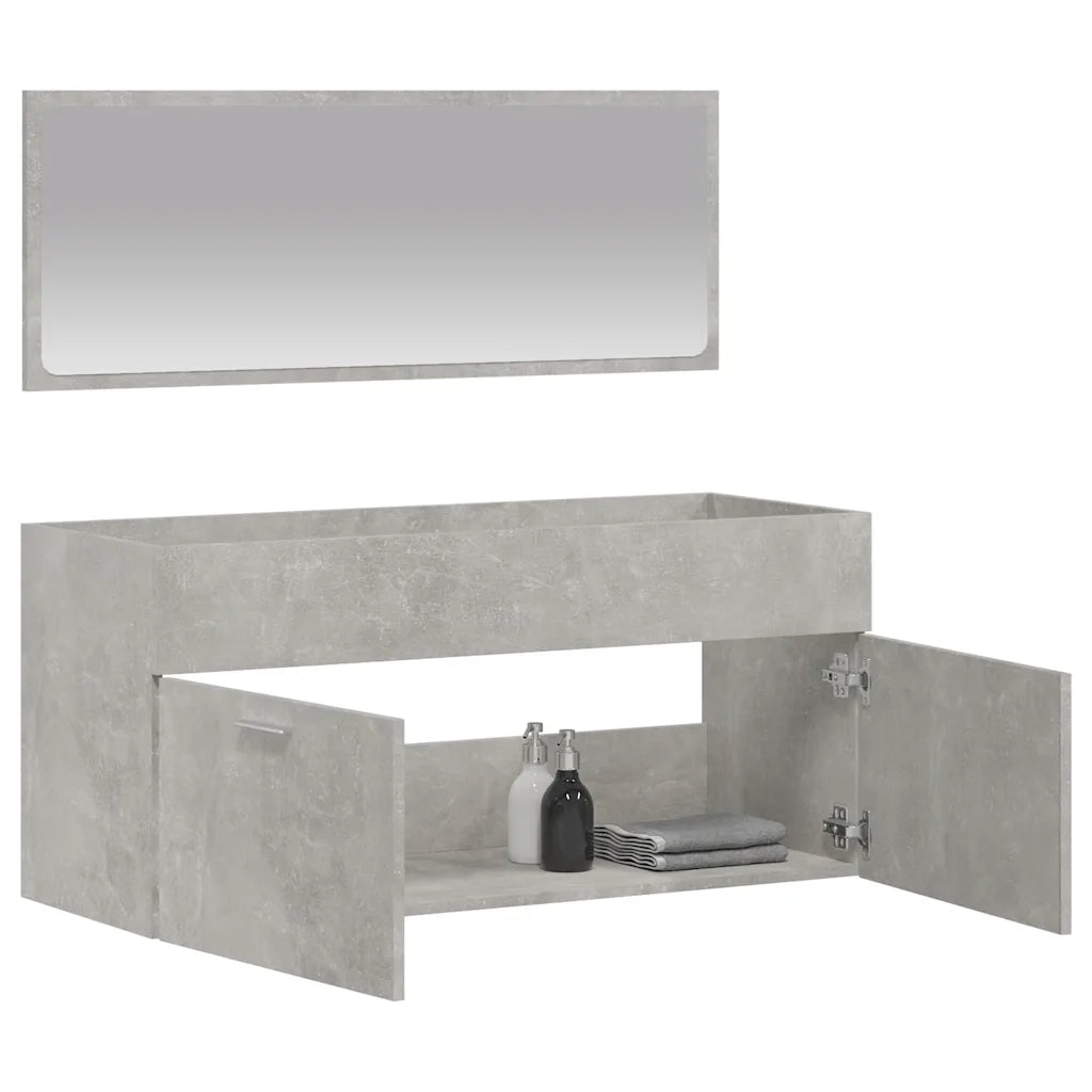 Mobile da Bagno con Specchio-Armadietto a Specchio da Bagno Grigio Cemento Legno Multistrato 169809