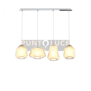 SOSPENSIONE CROMO 4 LUCI RETTANGOLARE VETRI ALPHA + 2X BETA + GAMMA AMBRA 1176CR-S4 R ABG-AM