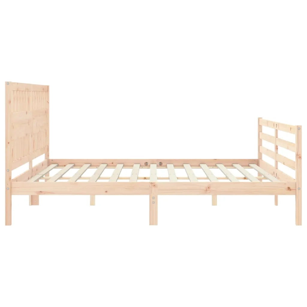 Giroletto con Testiera-Struttura Letto con testiera 200x200 cm in Legno Massello 394934