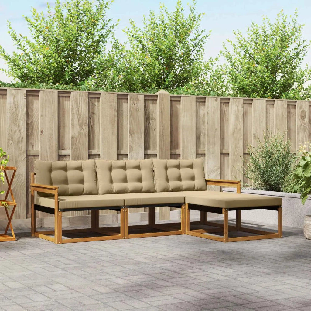 Set di divani da esterno con cuscino 4 pcs Naturale e Beige