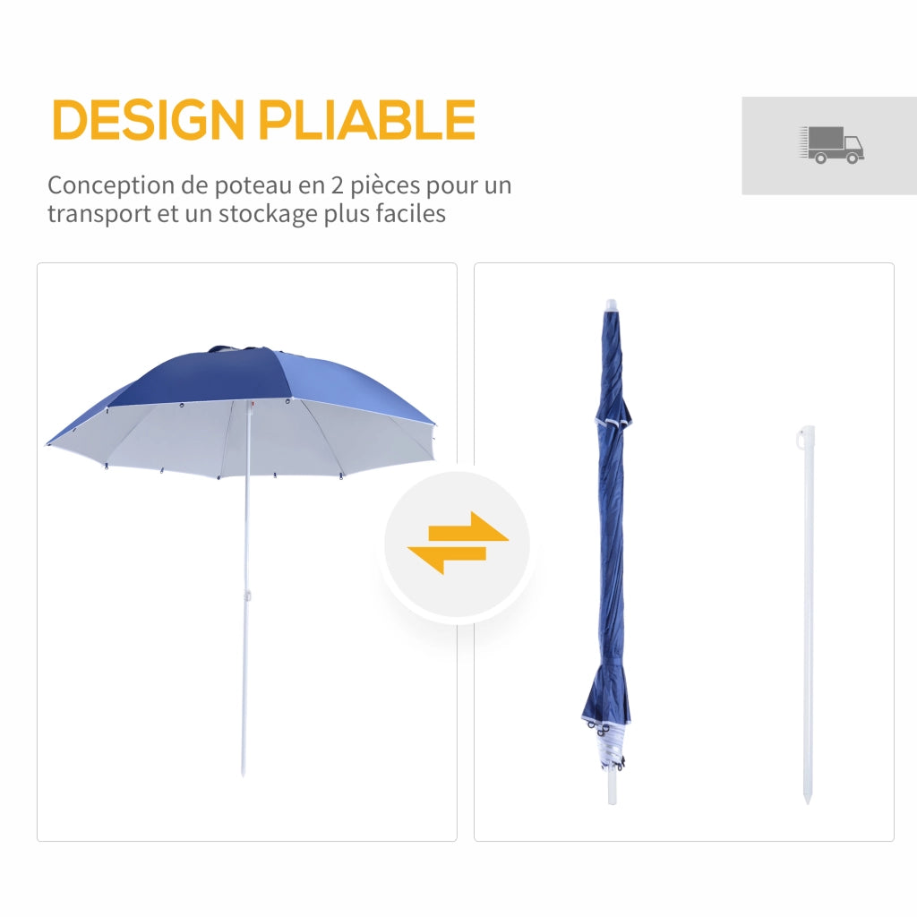 Ombrellone da spiaggia parasole ¨C zephmum ¨C blu navy UPF 50+ con borsa