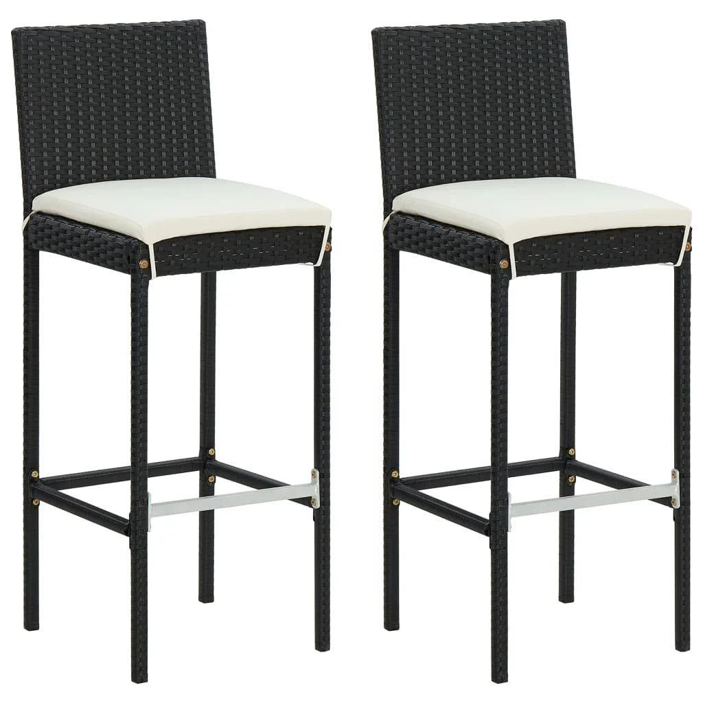 Set da bar da giardino in 3 pezzi con cuscini in polyrattan nero 02_0013368