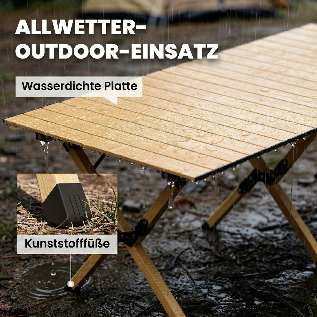 Tavolo pieghevole da giardino ¨C zephmum ¨C alluminio, effetto legno, 117x60 cm