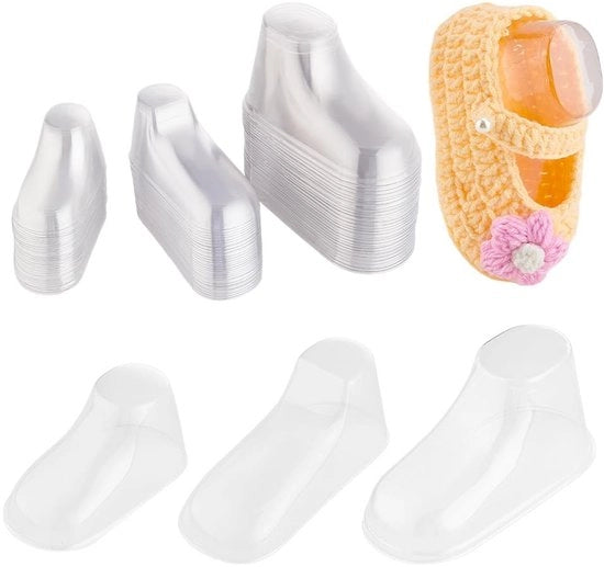 Sostegno per scarpe in plastica a forma di piede - 90 pezzi - Translucido - Dimensioni 8/10/12 cm - Sostegno per scarpe