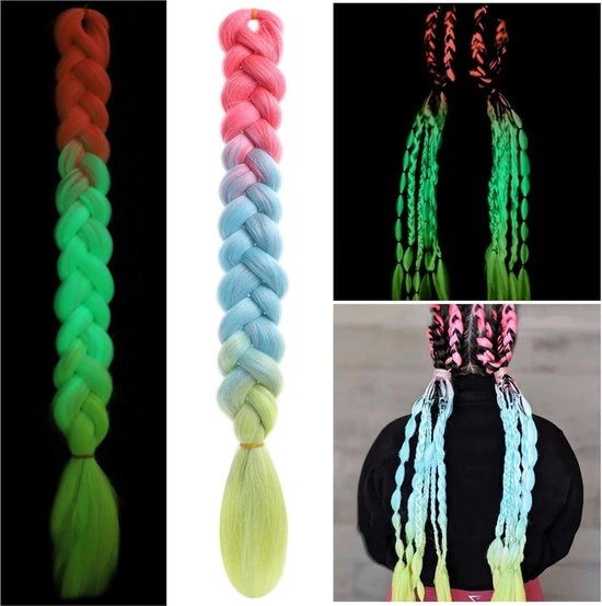 Capelli sintetici per crochet 60cm, estensione afro, set di capelli morbidi, fili luminosi, colori pastello rossa/blu/gialla