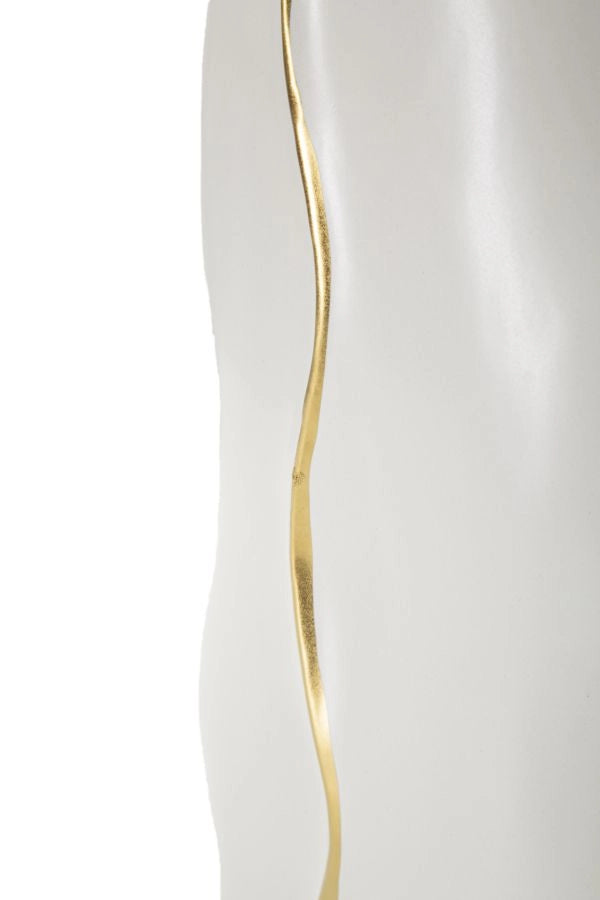 Vaso Uma 16x8x40 cm in Ceramica Bianco e Oro