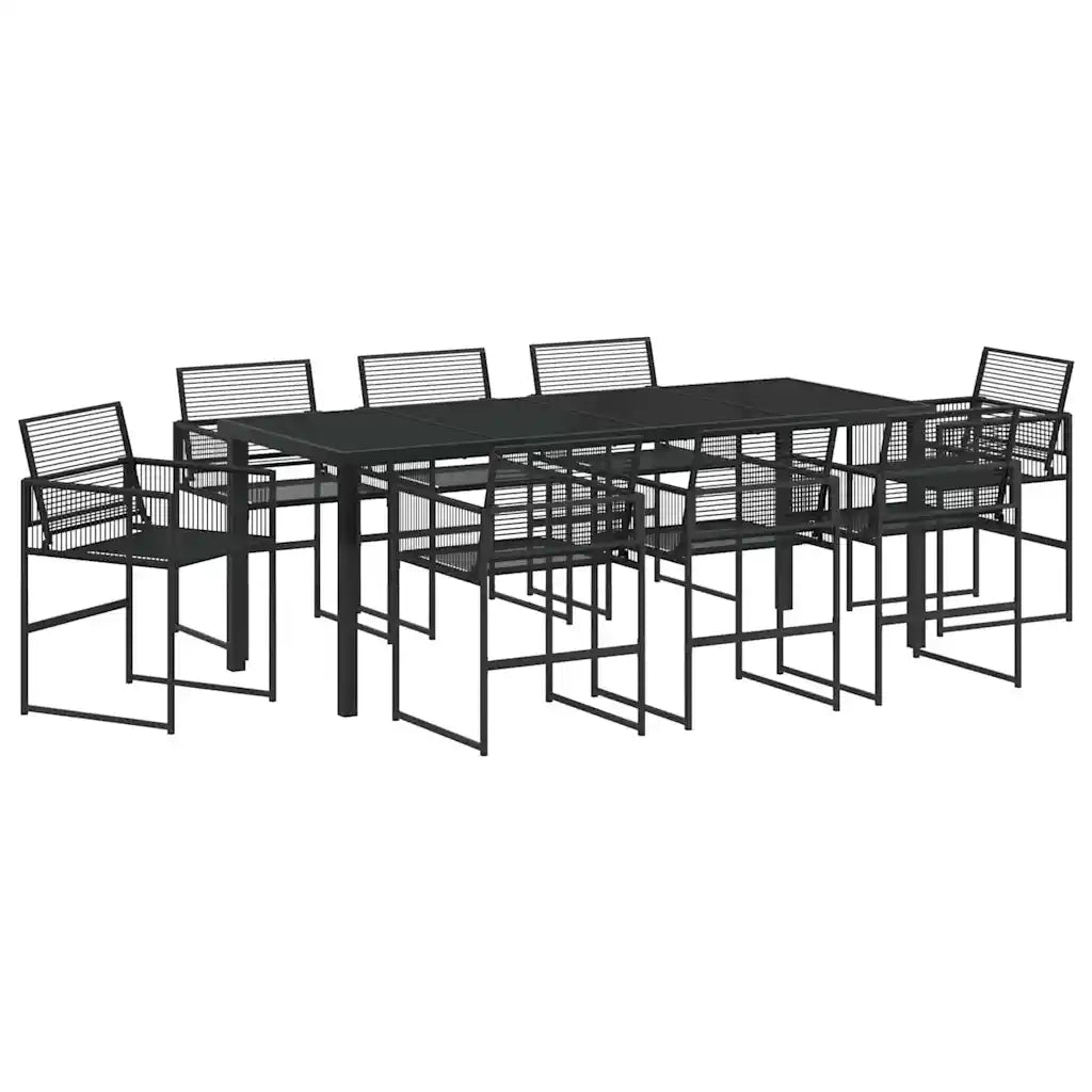 Set da Pranzo per Giardino 9 pcs Nero 3379329