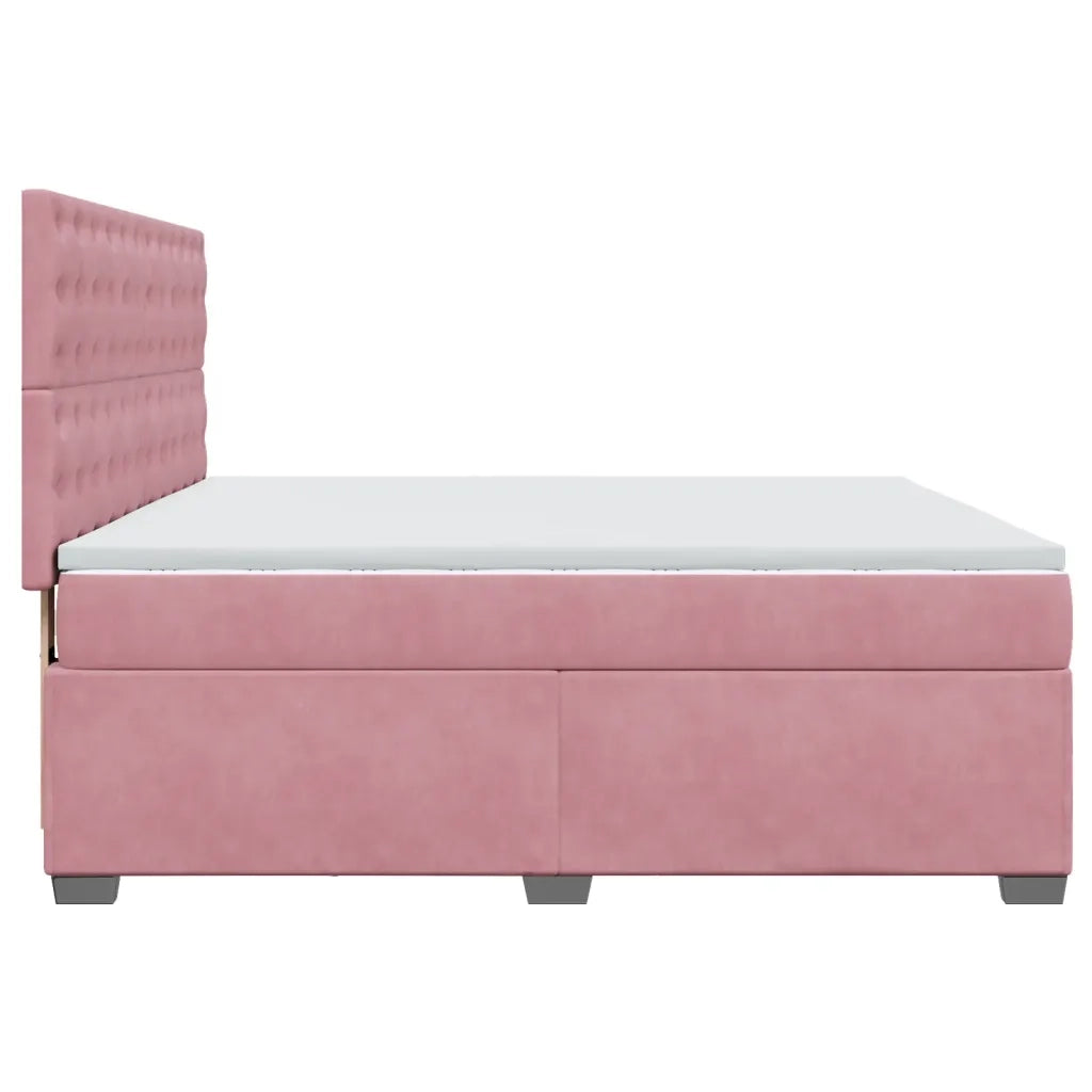 Giroletto a Molle con Materasso Rosa 200x200 cm in Velluto