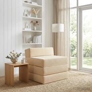 Divano Letto Pieghevole Crema 200 x 70 x 15 cm Tessuto in Cords 900014
